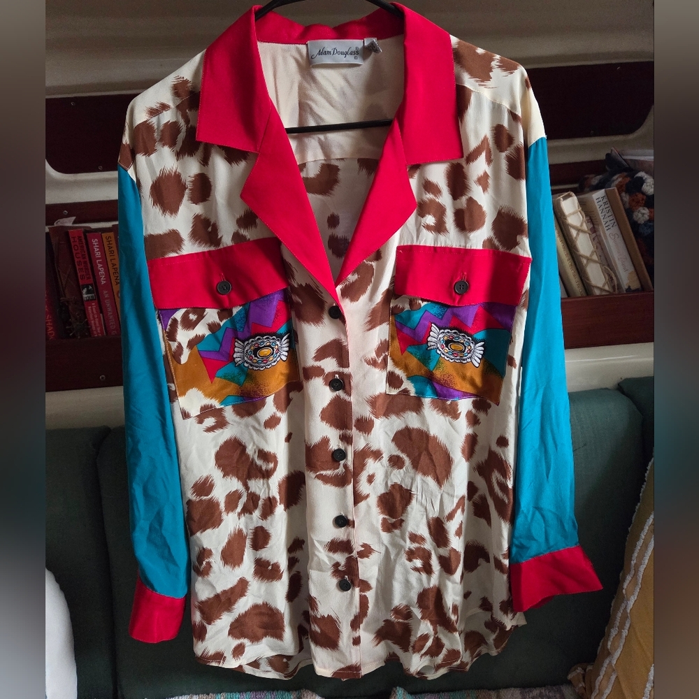 Vintage Silk Western Button Down Shirt